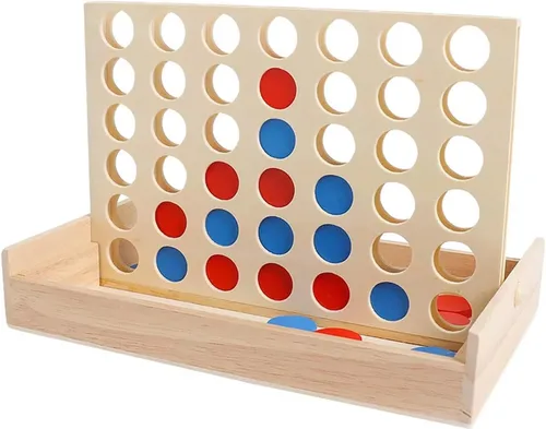 Juego de madera 4 en una fila - Juego clásico de estrategia para adultosConecta los 4 discos del mismo color en una fila - Juegos de viaje Juegos de