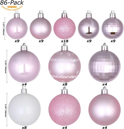 Miniatura 45 de Sea Team Paquete de 41 adornos de bolas de Navidad con cuerdas, bolas de tamaño mediano de 2.36 pulgadas, bombillas de Navidad de plástico Menta