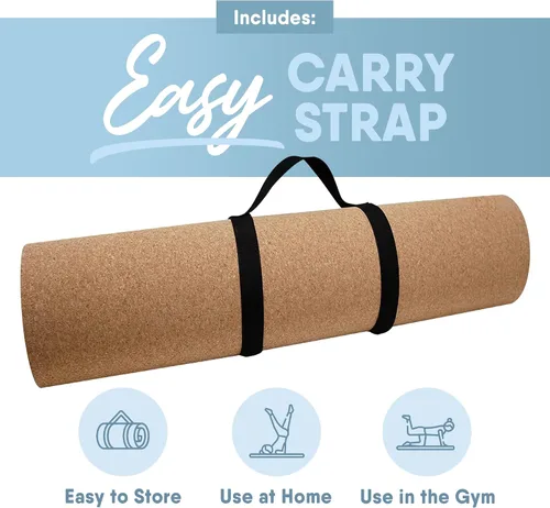 Miniatura 5 de MICRODRY Tapete de corcho para yoga, pilates, ejercicio y más, tapete de fitness para entrenamiento en casa, 72 pulgadas de largo x 26 pulgadas