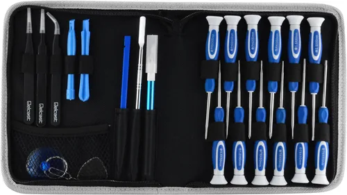 Delcast Kit de herramientas de reparación electrónica de precisión con destornilladores Phillips, ranurados, Torx de seguridad y Pentalobe (23