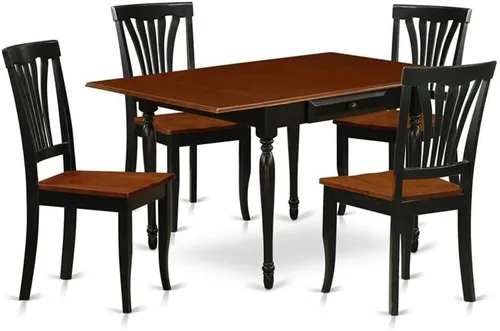 Miniatura 8 de East West Furniture MZAV3-BCH-W - Juego de comedor de 3 piezas para espacios pequeños que contiene una mesa de comedor rectangular con gotas y 2
