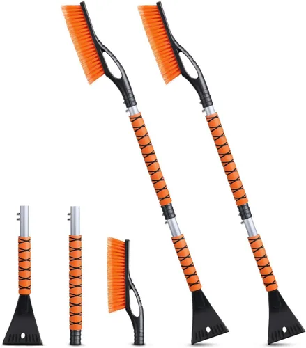 EcoNour Raspadores de hielo extensibles para parabrisas de automóvil de 43 pulgadas, 3 piezas, cepillo telescópico desmontable para nieve, para