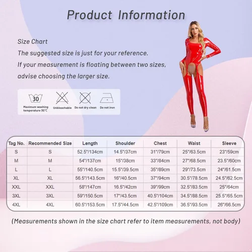 Miniatura 7 de YiZYiF Body de mujer brillante charol PVC cuero catsuit cuerpo completo látex apretado cremallera mono