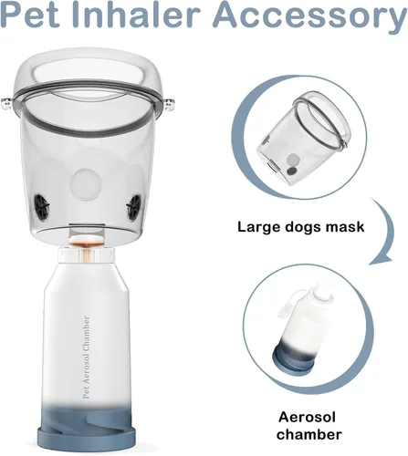 Miniatura 8 de Espaciador inhalador para perros grandes, cámara de aerosol para mascotas con máscara de silicona para perros grandes, para primeros auxilios