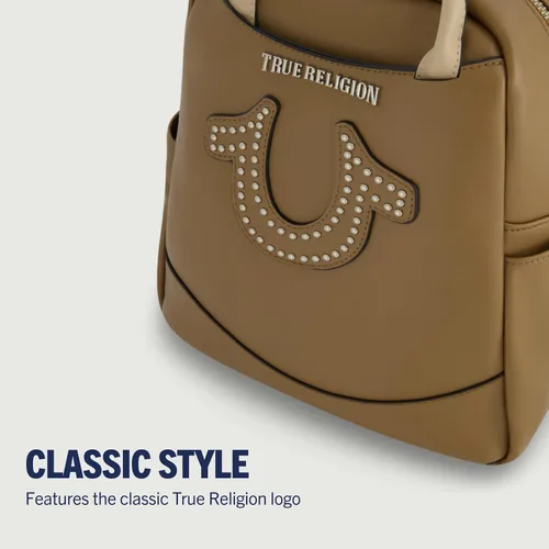 Miniatura 3 de True Religion Mini Backpack, Studded Horseshoe Logo Small Travel Bag Purse for Women, Adjustable Shoulder Straps