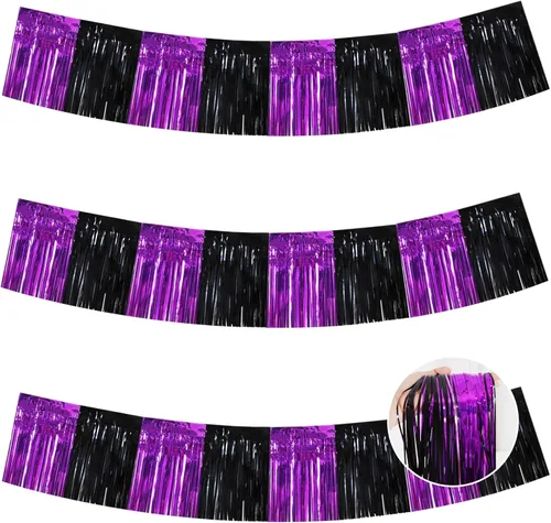Miniatura 31 de BEISHIDA 3 Paquetes de Guirnalda de Flecos de Lámina Metálica Arcoíris Oscuro para Colgar en la Pared, Banderas de Oropiel para Halloween, Flotas