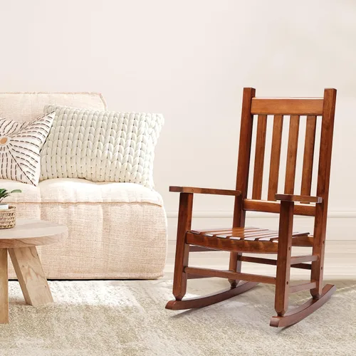 Miniatura 2 de Mecedora de Porche de Madera para Niños - Perfecta para Interiores o Exteriores, Mecedora de Porche para Todo Clima para Jardín, Césped, Balcón