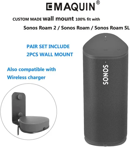Miniatura 2 de Soportes de pared para Sonos Roam, 2 unidades, sin taladros, metal resistente, acabado de pintura, fácil instalación, compatible con Roam, Roam 2