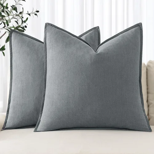 Miniatura 35 de MIULEE - Juego de 2 fundas de almohada decorativas de lino, estilo bohemio, rústico, neutral, para sofá, cama, 16 x 16 pulgadas, color marrón