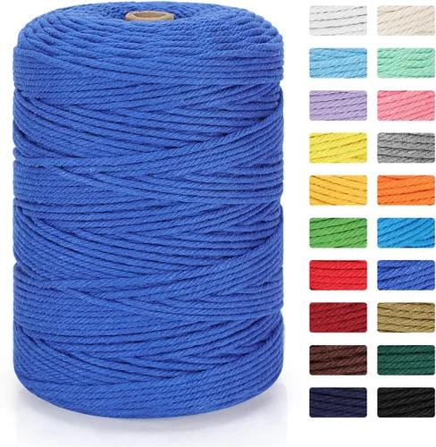 Miniatura 41 de Cordón de macramé de 0.118 in x 328 yardas Cuerda de macramé 100% algodón natural Cuerda de algodón trenzado de 4 hebras para manualidades, Gris