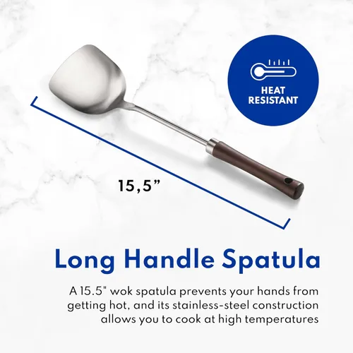 Miniatura 7 de New Star Foodservice 1029154 Acero al carbono martillado a mano, acero al carbono Wok antiadherente, incluye fondo redondo de 12.7 pulgadas, tapa