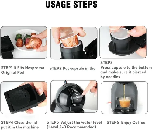 Miniatura 8 de Convertidor para máquina Dolce Gusto para preparar cápsulas de café Nespre**so, adaptador de Dolce Gusto a Nespre**so Compatible con: Dolce Gusto