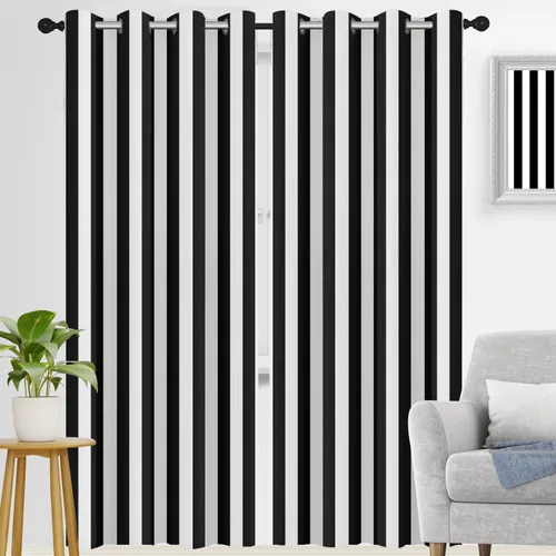 Miniatura 28 de zokyer Cortinas de ventana a rayas beige crema, modernas rayas verticales de 63 pulgadas de largo, 2 paneles, cortinas bohemias neutras para niños