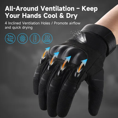 Miniatura 4 de Cierto Guantes de motocicleta para hombres y mujeres: guantes tácticos para pantalla táctil con dedo completo, nudillos duros transpirables y muñeca