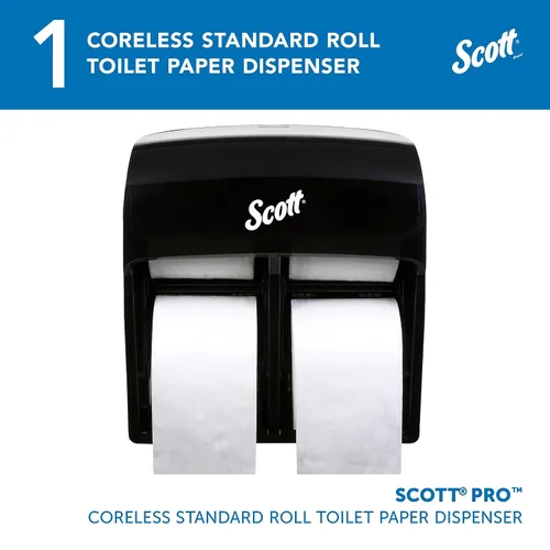 Miniatura 2 de Scott Professional Dispensador de papel higiénico estándar sin núcleo de alta capacidad (44518), negro, capacidad para 4 rollos, montado