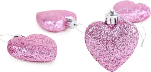 Miniatura 5 de Christmas Concepts® 0.315 x 2.362 in Baby Pink Glitter Corazón en forma de árbol de Navidad Adornos