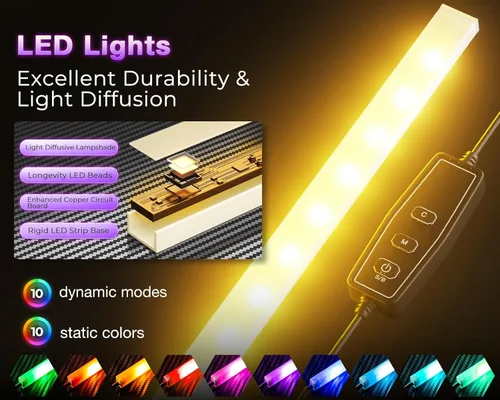 Miniatura 5 de ODK - Escritorio en forma de L de 53 pulgadas con iluminación LED, escritorio reversible para juegos con tomas de corriente, mesa de computadora