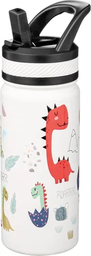 Miniatura 12 de Fanhaw Botella de Agua Aislada para Niños de 18 Oz con Tapa de Pajita – Acero Inoxidable de Doble Pared al Vacío, A Prueba de Fugas, Botellas
