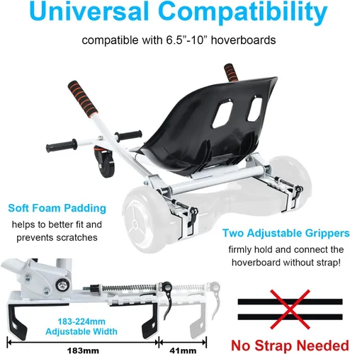 Miniatura 2 de Hishine Accesorio de asiento para aeropatineta de 6.5 a 10 pulgadas, diseño mejorado sin necesidad de correas de velcro, kit de conversión Go Kart