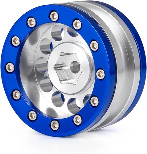 Miniatura 3 de MOHERO Juego de llantas de aleación Beadlock Crawler de 1.9 pulgadas para RC 1/10 Modelo Crawler SCX10, paquete de 4 (azul)