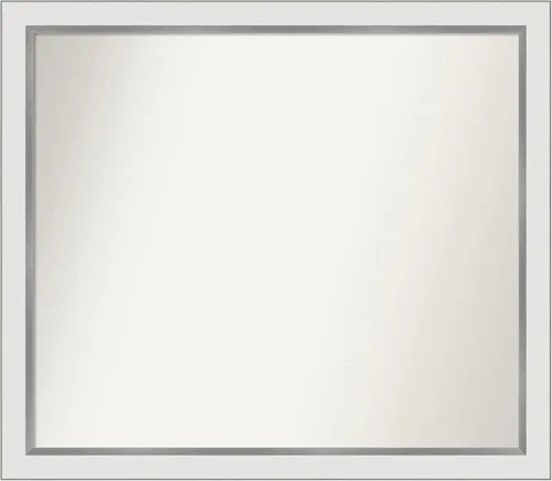 Miniatura 337 de Amanti Art Espejo de baño blanco para sobre el fregadero, 30 x 35 pulgadas, espejo de tocador rectangular estrecho de Eva de oro blanco, marco