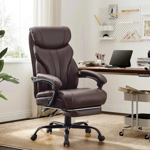 Miniatura 11 de Sillas de oficina grandes y altas con reposapiés, silla ergonómica para juegos de 500 libras de ancho, sillas de computadora ejecutivas reclinables