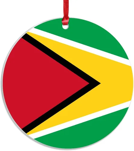 Miniatura 3 de Adorno de Navidad de Guyana, bandera de Guyana, recuerdo navideño, adorno de Navidad de acrílico, bandera nacional, recuerdo de país, decoraciones