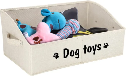 PET ARTIST Cesta de almacenamiento y organización plegable resistente para perros, bonita caja de juguetes para perros con asas, caja de juguetes