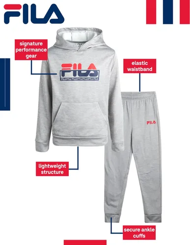 Miniatura 2 de Fila Conjunto deportivo para niños, 2 piezas, sudadera con capucha activa y pantalones deportivos para correr, conjunto de ropa deportiva