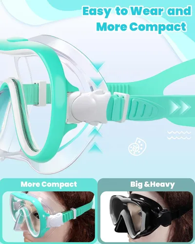 Miniatura 5 de Seago Paquete de 2 gafas de natación con cubierta nasal, gafas de natación para niños de 6 a 14 años, niñas, niños, jóvenes, gafas de natación