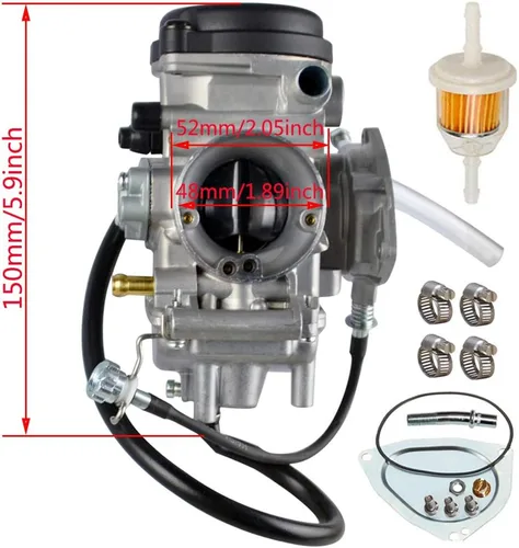 Miniatura 2 de Kit de carburador para Yamaha Big Bear Wolverine Kodiak Grizzly 400 YFM 400 YFM400 2000 2001 2002 2003 2004 2005 2006 ATV, con filtro de combustible
