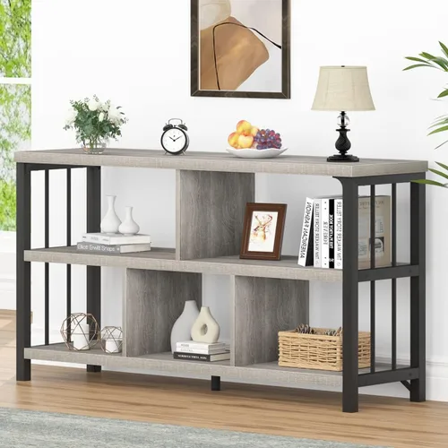 Miniatura 17 de IBF Estantería horizontal con forma de cubo, estantería abierta moderna industrial, organizador de almacenamiento de 5 cubos para el hogar, estante