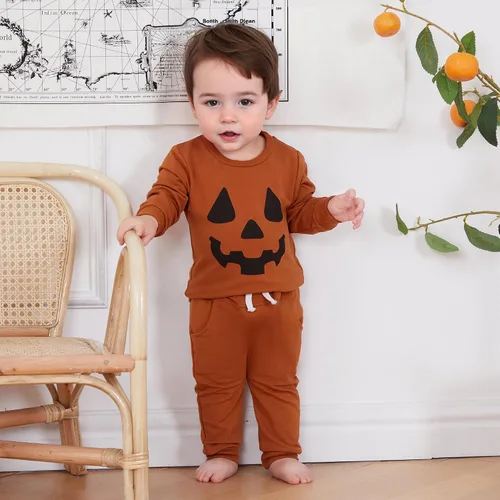 Miniatura 7 de Conjunto de camisa larga y divertida de calabaza para bebé niño, ropa de otoño para niños pequeños, 6, 12, 18, 24 meses, 2T