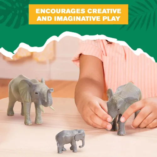Miniatura 5 de Terra by Battat Juego familiar de juguetes de elefante africano de 4 piezas - Figuras realistas de animales de safari de plástico - Juguetes