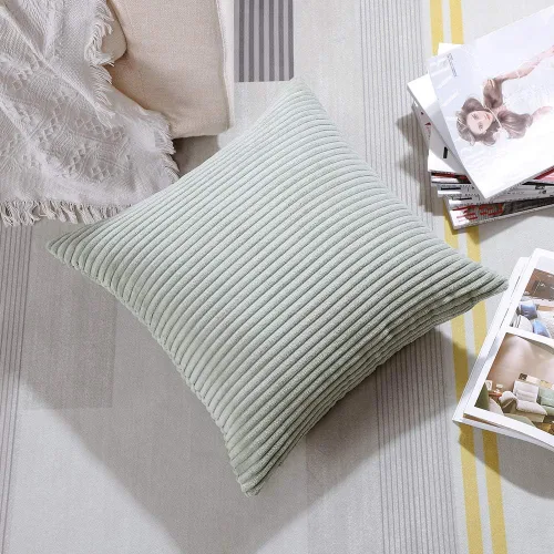 Miniatura 13 de Artscope Fundas de Almohada de Pana a Rayas Acogedoras Súper Suaves Decorativas Cuadradas Fundas de Cojín para Sofá Sillón Dormitorio Decoración