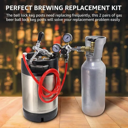 Miniatura 7 de MRbrew 2 pares de postes de barril de bloqueo de bola, acero inoxidable 304 Homebrew 19/32 pulgadas -18 Co2 gas kegerator cerveza líquida Cornelius