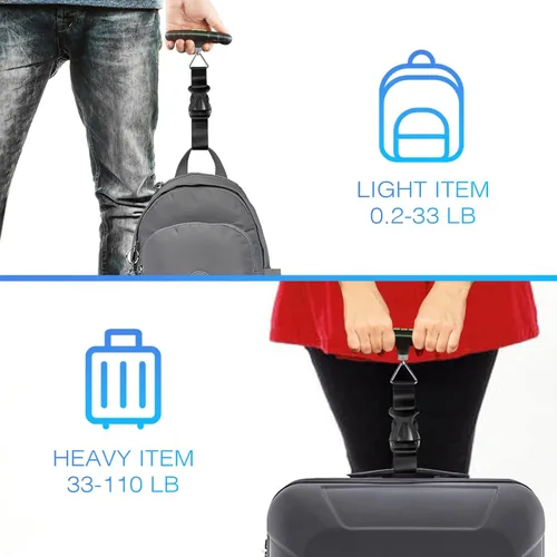 Miniatura 6 de UNIWEIGH Báscula digital de equipaje, báscula portátil de equipaje colgante de 110 libras con retroiluminación para viajes, báscula