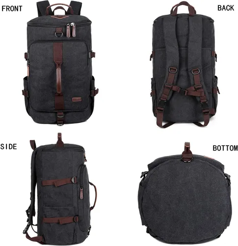 Miniatura 3 de Baosha Mochila de lona para viaje de fin de semana, mochila híbrida para senderismo, mochila para computadora portátil, para deportes al aire libre