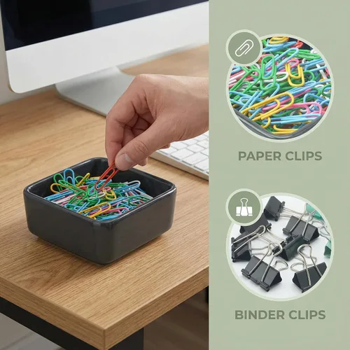 Miniatura 3 de Organizador de clips de papel de cerámica, dispensador cuadrado para escritorio, soporte de clip de carpeta y soporte para pasador Bobby, regalo