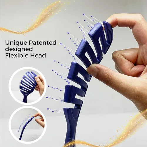 Miniatura 5 de Magic Hair Brush Azul Cepillo desenredante profesional flexible ventilado - Estuche de viaje azul, soplado y uso en húmedo/seco