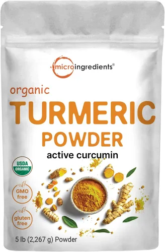 Polvo de cúrcuma orgánica, 5 libras, rico en curcumina activa, suplemento de cúrcuma pura, apoyo antioxidante para la salud articular e