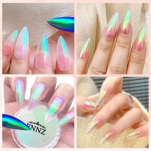Miniatura 5 de FNNZ Chrome Nail Powder, Aurora Mirror Effect Unicorn Chrome Nail Powder, Mermaid Nail Chrome Powder for Nail Art Decoration, Light-Changing Pigment