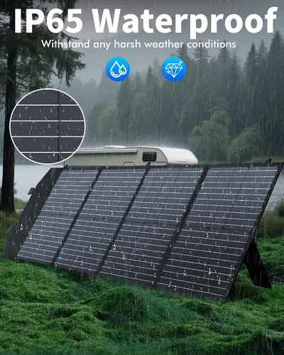 Miniatura 2 de KEPEAK Panel solar portátil de 100 W, panel solar plegable con QC3.0 y PD, cargador solar impermeable de alta eficiencia para casas rodantes, Panel