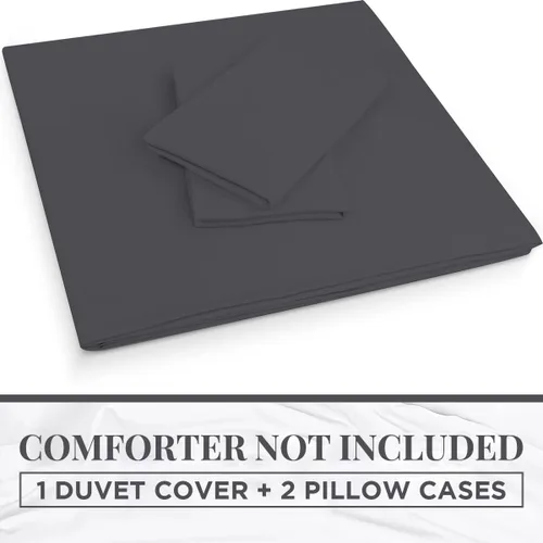 Miniatura 3 de Juego de funda de edredón de 3 piezas, tamaño individual, 100% algodón egipcio, funda de edredón suave de 800 hilos con cierre de cremallera, 2 Gris
