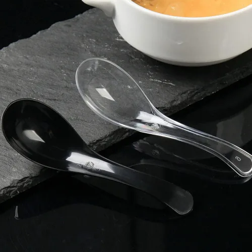Miniatura 7 de Hemoton Cucharas de sopa desechables para llevar de 9.44 pulgadas, cucharas de sopa asiáticas de plástico resistente para servir sopas de fideos