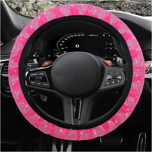 Miniatura 7 de povtii Funda para Volante de Auto, 15" en Forma de Corazón, Funda Antideslizante y Duradera de Goma para Volante de Vehículo, Accesorios Decorativos