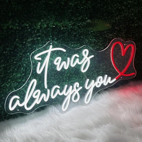 Miniatura 6 de Letrero de neón personalizado con texto en inglés «It Was Always You», letrero de neón personalizado con corazón para boda, fiesta de compromiso