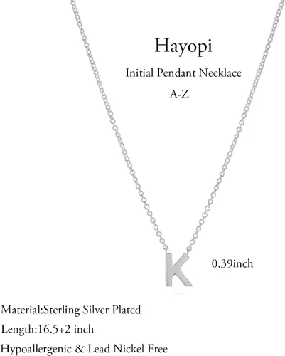 Miniatura 31 de Collares con iniciales para mujer, delicado collar de letra plateada con nombre personalizado con monograma, collar simple y lindo con inicial