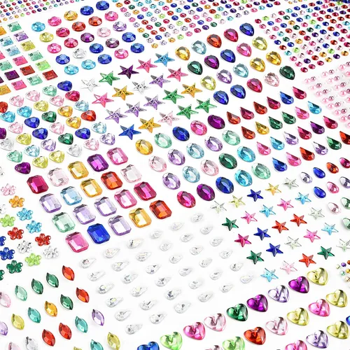 Miniatura 8 de 2102 piezas de calcomanías de gemas, gemas autoadhesivas para manualidades, diamantes de imitación para manualidades, calcomanías de diamantes