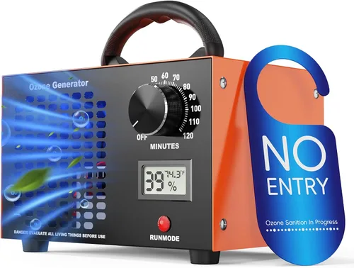 Miniatura 9 de Generador de ozono de 160,000 mg/H con pantalla de temperatura/humedad, temporizador de 120 minutos, purificador de aire ionizador O3 para espacios